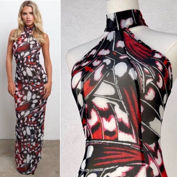 Halden London Dresses & Skirts - NWT Halden London The Athena Luxury Stretch Mesh Butterfly Maxi Dress One Size